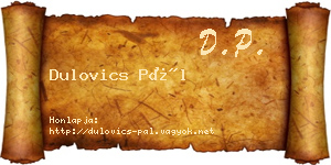 Dulovics Pál névjegykártya